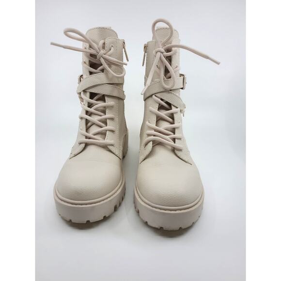 Guess Combat Boots Cream 6.5 Lace Chain - Picture 10 of 10